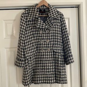 Epic Miss Sixty houndstooth coat with large silver tone buttons size XL